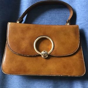 Brown leather handbag